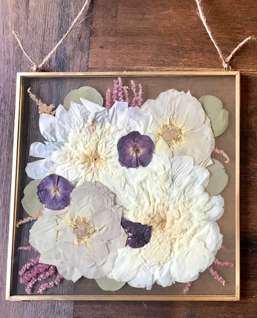 Pressed flower bouquet art